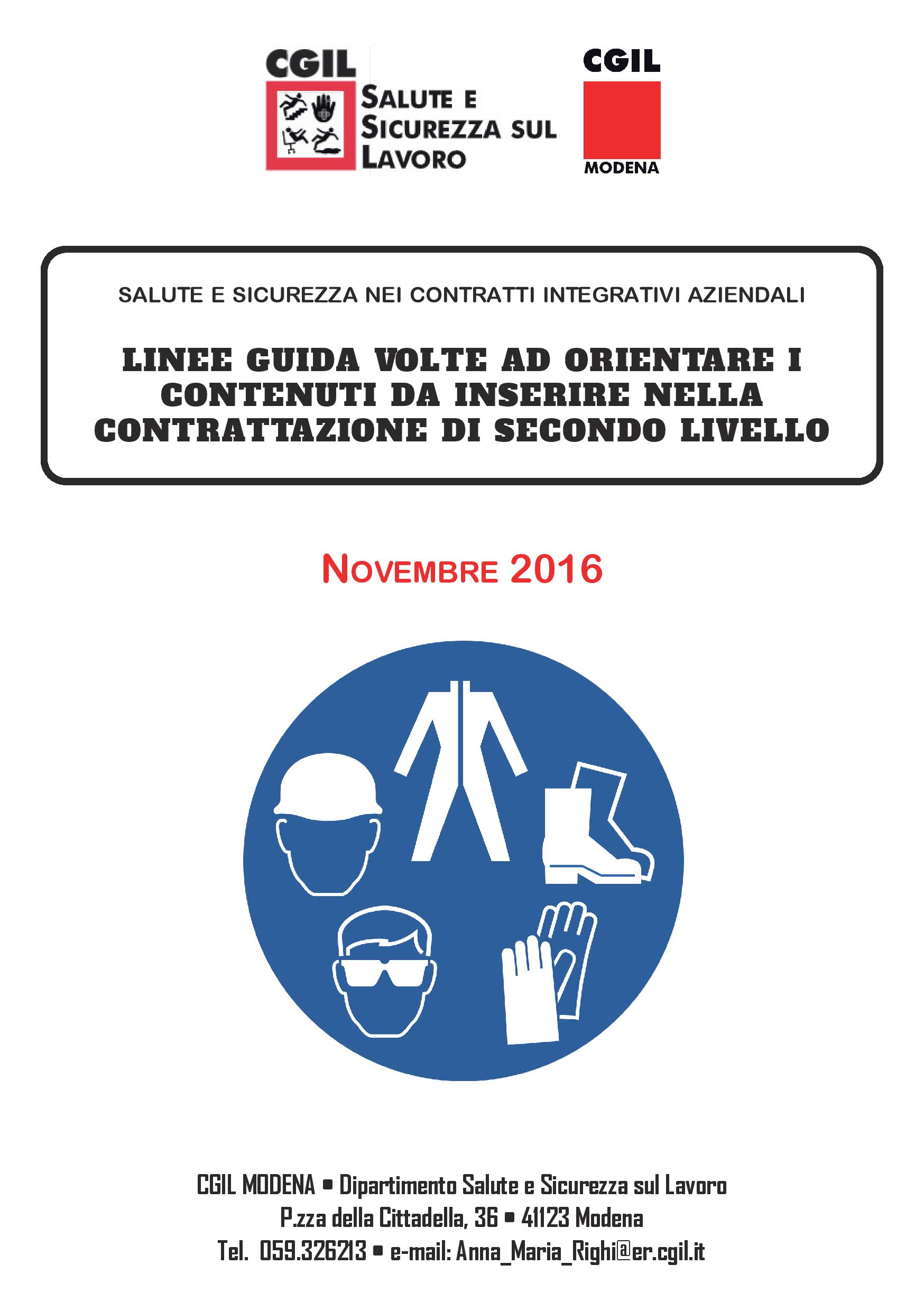Linee guida Cgil Modena contrattazione salute e sicurezza sul lavoro