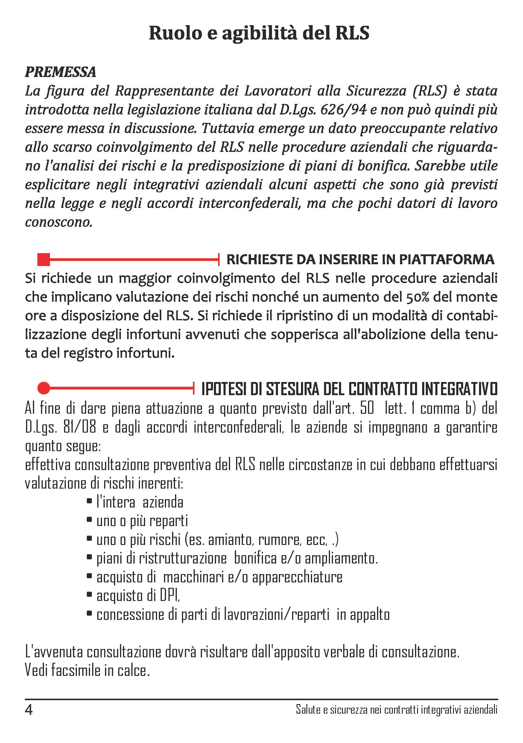 Linee guida Cgil Modena contrattazione salute e sicurezza sul lavoro