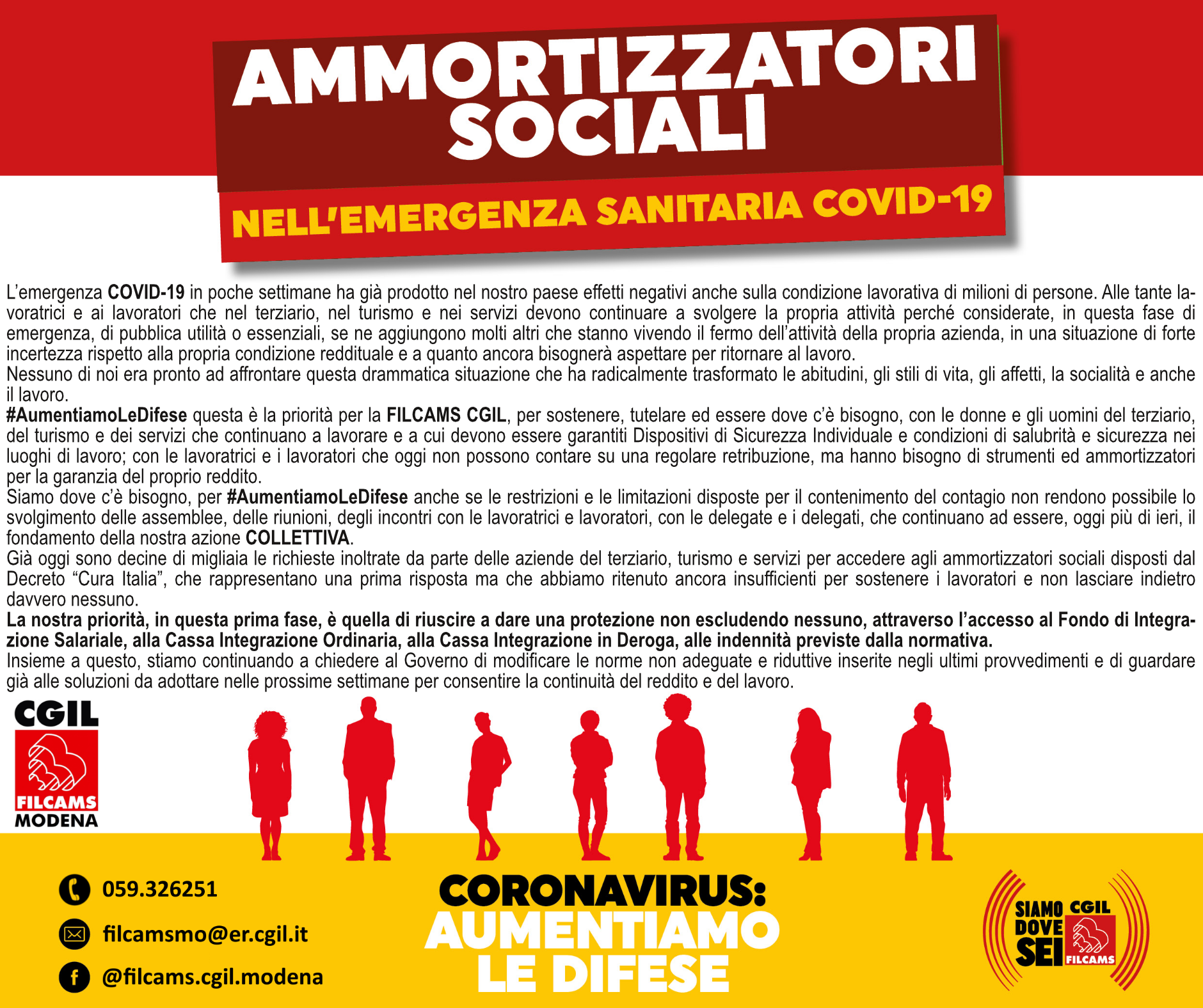 Emergenza Coronavirus - Ammortizzatori previsti per i settori della Filcams (1/3)