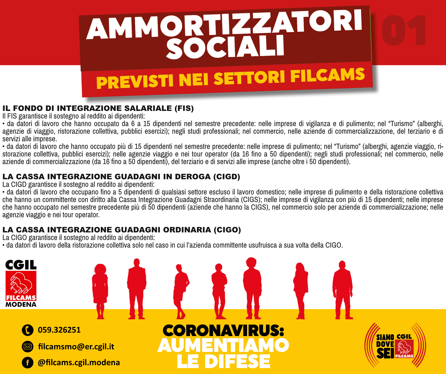 Emergenza Coronavirus - Ammortizzatori previsti per i settori della Filcams (2/3)