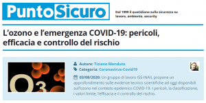 PuntoSicuro - L’ozono e l’emergenza COVID-19: pericoli, efficacia e controllo del rischio