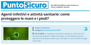 PuntoSicuro - Agenti infettivi e attività sanitarie: come proteggere le mani e i piedi?