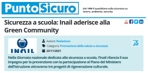 PuntoSicuro - Sicurezza a scuola: Inail aderisce alla Green Community