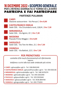 No ad una legge finanziaria sbagliata! 16 dicembre 2022 sciopero generale! Manifestazione a Reggio Emilia