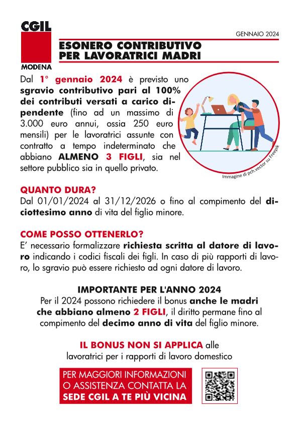 esonero contributi lavoratrice madre con almeno 3 figli