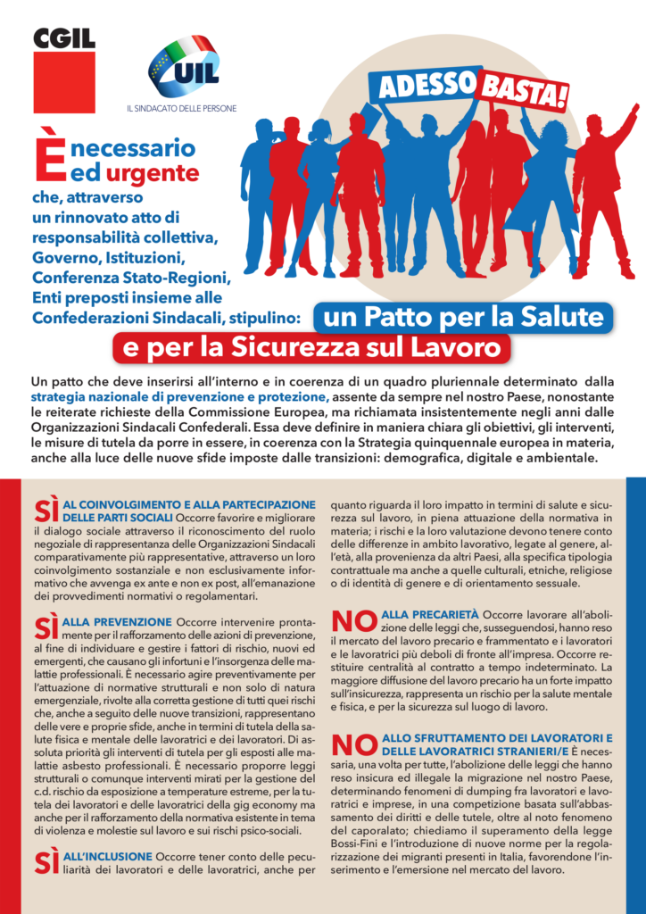 Piattaforma CGIL e UIL - Assemblea nazionale di RLS e RSU a Firenze - 22/3/2024