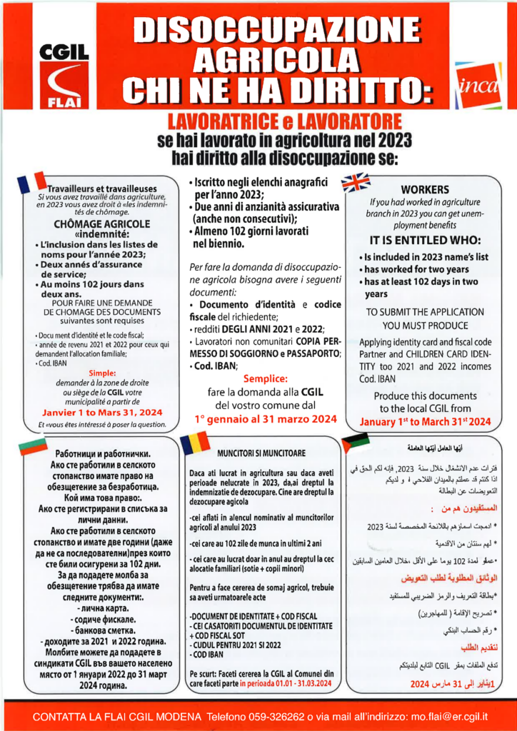 Disoccupazione agricola 2024