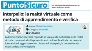 PuntoSicuro - Interpello: la realtà virtuale come metodo di apprendimento e verifica