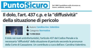 PuntoSicuro - Il dolo, l’art. 437 c.p. e la “diffusività” della situazione di pericolo