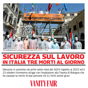 Vanity Fair - Sicurezza sul lavoro, in Italia tre morti al giorno