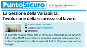 PuntoSicuro - La Gestione della Variabilità: l’evoluzione della sicurezza sul lavoro