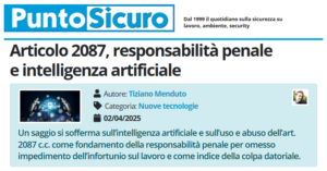 PuntoSicuro - Articolo 2087, responsabilità penale e intelligenza artificiale