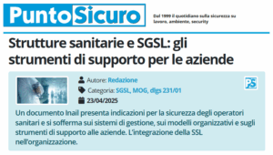 PuntoSicuro - Strutture sanitarie e SGSL: gli strumenti di supporto per le aziende