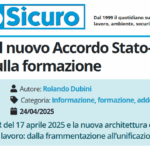 PuntoSicuro - Analisi del nuovo Accordo Stato-Regioni sulla formazione