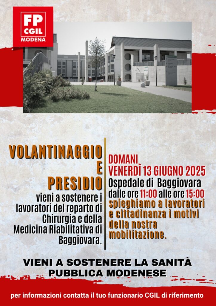 volantinaggio ospedale Baggiovara 13.6.25