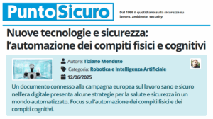 PuntoSicuro - Nuove tecnologie e sicurezza: l’automazione dei compiti fisici e cognitivi