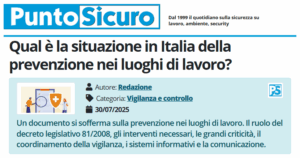 PuntoSicuro - Qual è la situazione in Italia della prevenzione nei luoghi di lavoro?