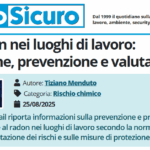 PuntoSicuro - Gas radon nei luoghi di lavoro: protezione, prevenzione e valutazione