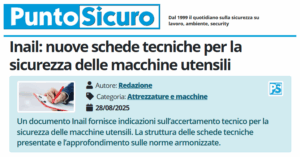 PuntoSicuro - Inail: nuove schede tecniche per la sicurezza delle macchine utensili
