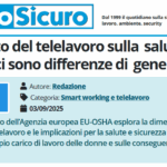 PuntoSicuro - L’impatto del telelavoro sulla salute: perché ci sono differenze di genere?