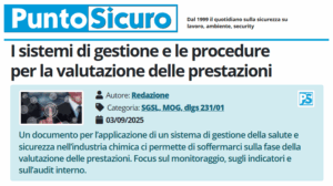 PuntoSicuro - I sistemi di gestione e le procedure per la valutazione delle prestazioni