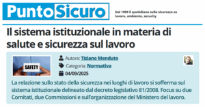 PuntoSicuro - Il sistema istituzionale in materia di salute e sicurezza sul lavoro