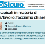 PuntoSicuro - Le figure apicali in materia di sicurezza/lavoro: facciamo chiarezza