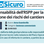 PuntoSicuro - Le responsabilità dell’RSPP per la valutazione dei rischi del cantiere