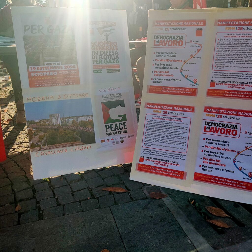 Verso la manifestazione "Democrazia al lavoro" - Mercato di Vignola - 16/10/2025