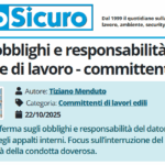 PuntoSicuro - Appalti: obblighi e responsabilità del datore di lavoro - committente