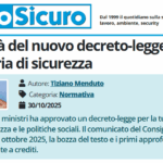 PuntoSicuro - Le novità del nuovo decreto-legge in materia di sicurezza