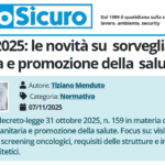 PuntoSicuro - DL 159/2025: le novità su sorveglianza sanitaria e promozione della salute