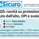 PuntoSicuro - DL 159/2025: novità su protezione delle cadute dall’alto, DPI e scale verticali