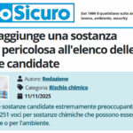 PuntoSicuro - L'ECHA aggiunge una sostanza chimica pericolosa all'elenco delle sostanze candidate