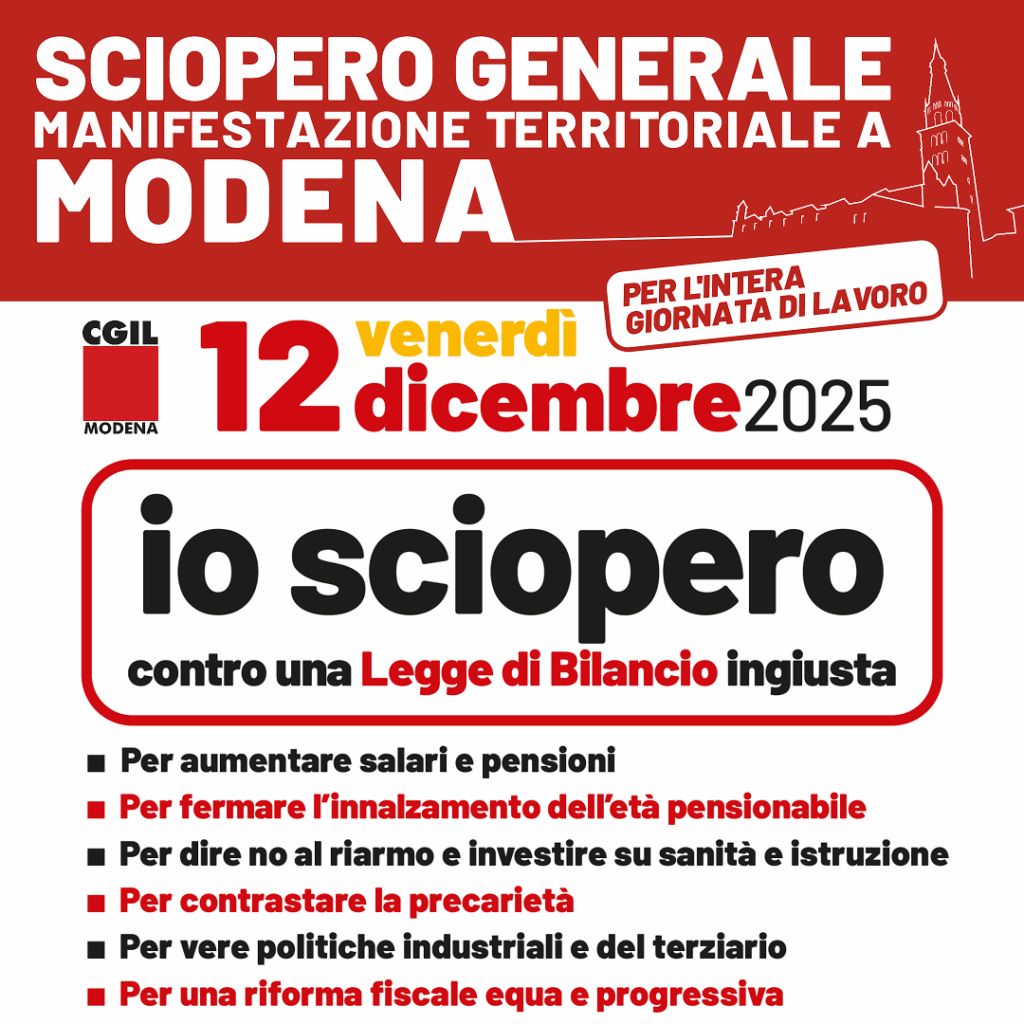 Sciopero generale 12 dicembre 2025 - Cgil Modena