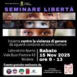 "Seminare libertà", laboratorio contro la violenza di genere 15.11.25