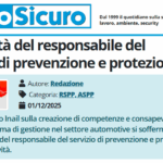 PuntoSicuro - Le attività del responsabile del servizio di prevenzione e protezione
