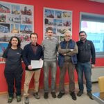 (da sx) la Rsu Fiom Ida Protta, V.Vanzini e i proprietari della famiglia Magni