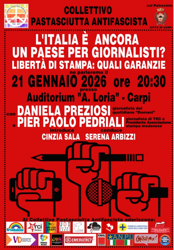 iniziativa libertà di stampa Carpi, 21.1.26