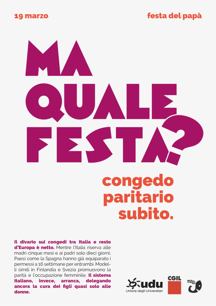 19 marzo festa del papà, ma quale festa? Congedo paritario subito