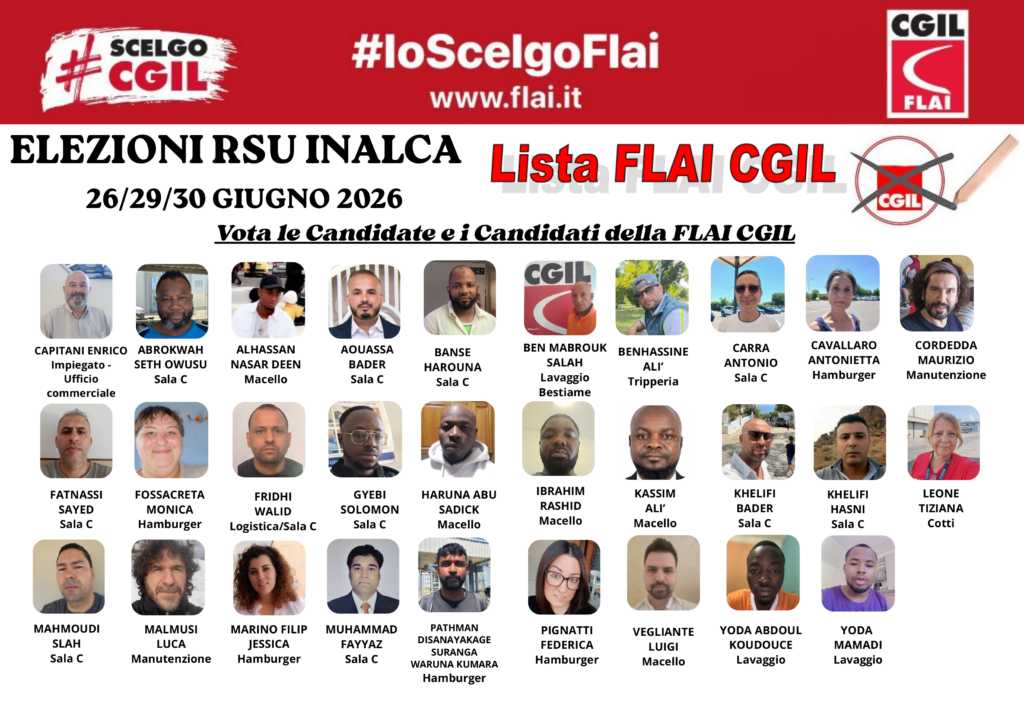 Lista Flai Cgil - Elezioni Rsu Inalca - 2026