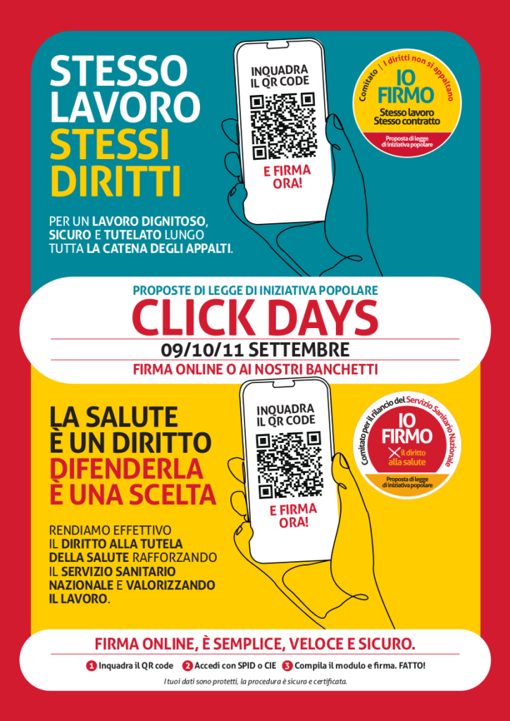 Click Days proposte di legge di iniziativa popolare salute ed appalti - 9/10/11 settembre 2026