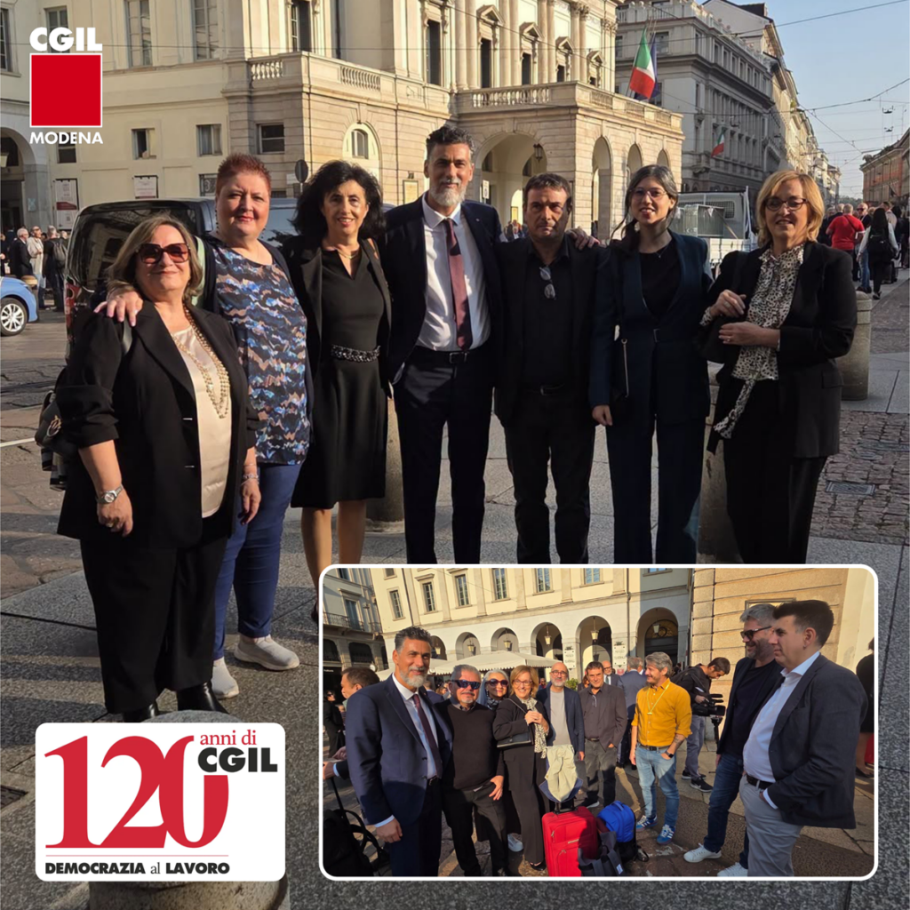 La delegazione della Cgil Modena presente a Milano in occasione delle celebrazioni per i 120 anni della Cgil