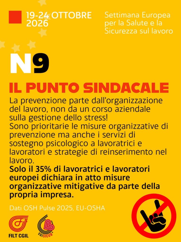 19-24 Ottobre: Settimana Europea su Salute e Sicurezza sul Lavoro